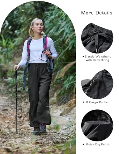 Image of Women's Cargo Pants 28 inch /30 inch Lightweight Quick Dry Casual Travel Pant Streetwear for Work Hiking Outdoor with 8 Pockets