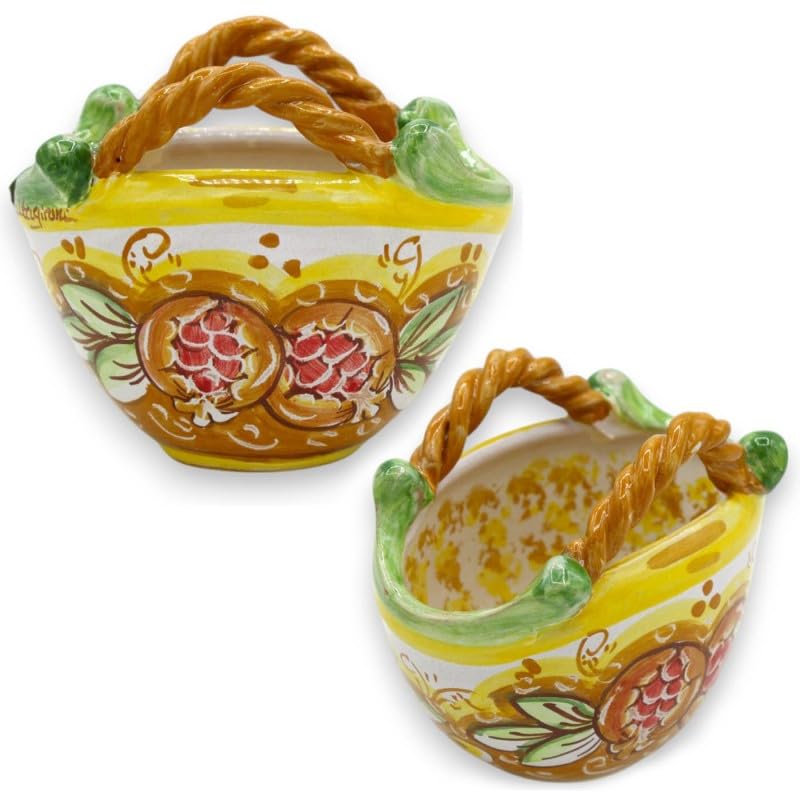 Panier sicilien en céramique de Caltagirone multicolore de 12 cm