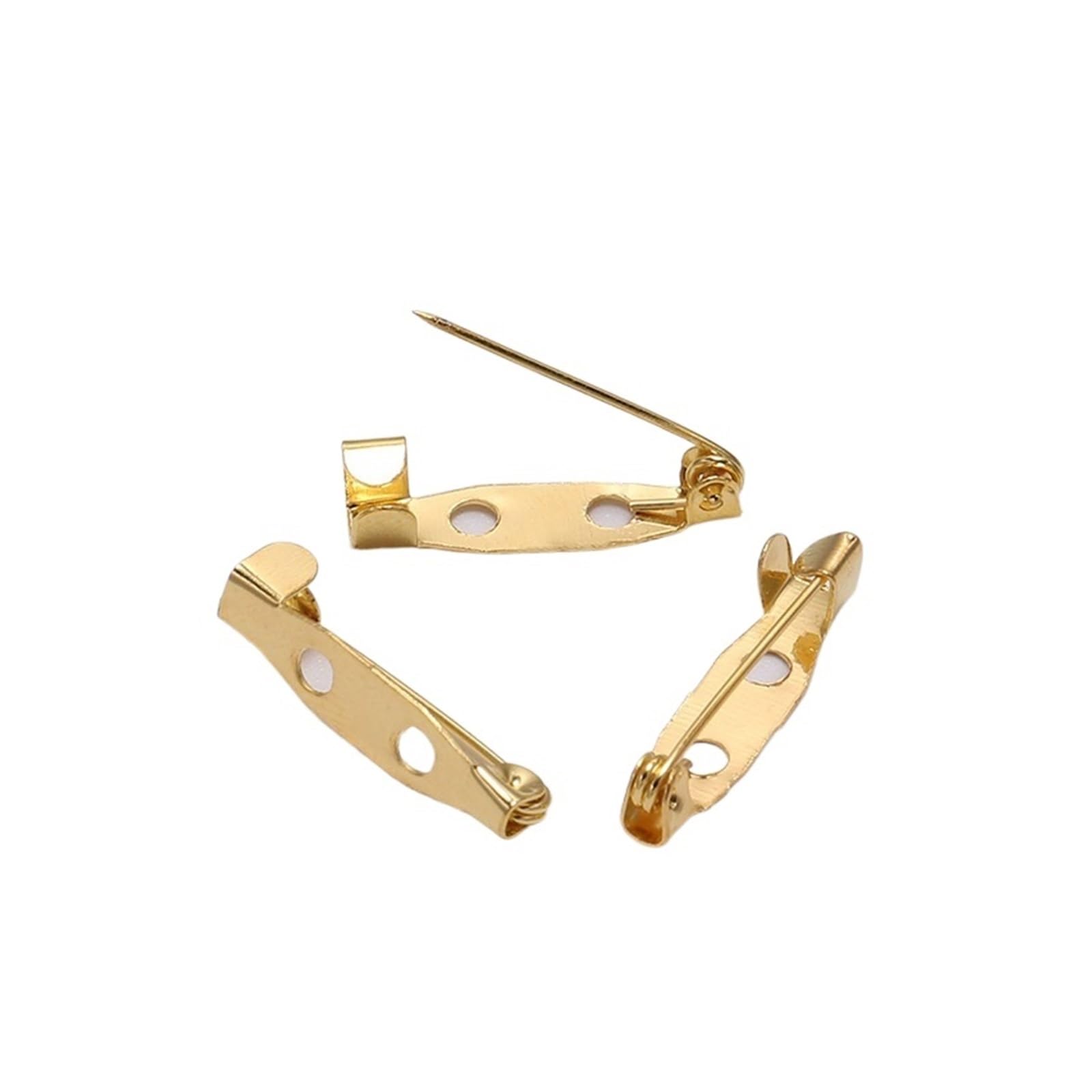 Pins for Clothes, 50Pcs/Set Brooch Pin Backs Brooches Craft Clasp Pins Findings with 2 Holes Tags Making(Gold,20mm)