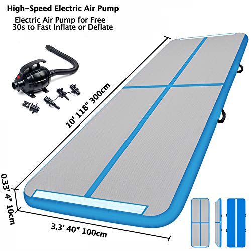 3M Esterilla Hinchable Air Track para Gimnasia con Bomba de Aire Eléctrica. Pista de Aire Inflable Tumbling Alfombrillas. Colchonetas Volteretas para de Aterrizaje, de Ejercicio, de Entrenamiento