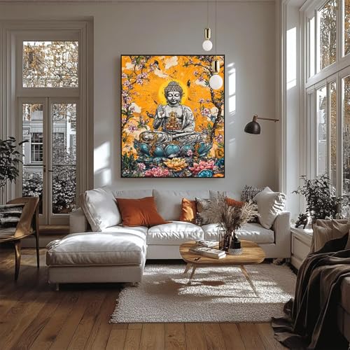 Diamond Painting Erwachsene Zen Diamond Painting Blume, Diamant Malen Nach Zahlen, DIY Crystal art Cross Stickerei Basteln Erwachsene, Home Ästhetik Wand Dekor, Geschenke für Frauen 90x120cm 1ZSH-99