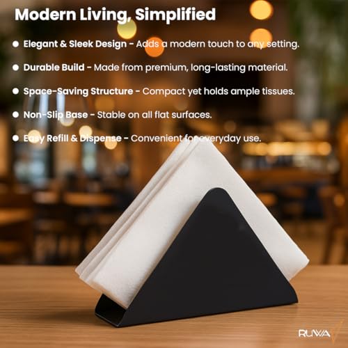 Image of RUWA Napkin Holder for Dining Table - Tissue Paper Stand for Kitchen, Table, Home Decor, Office, Restaurant, Tissue Dispenser Organizer for Dinner Tables, Kitchen, Bathroom | Pyramid | Set of 2