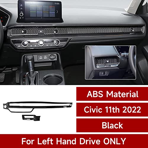 Image of Center Console Dashboard Cover Decals for 2022-2026 Honda Civic 11th Gen Accessories ABS Carbon Fiber Interior Stickers