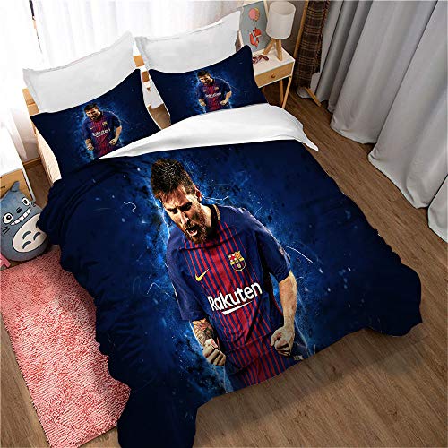 Ste-X Linge De Lit Housse De Couette Lionel Messi Impression Jeunes Filles Enfants 2 Taies d'oreiller Fermeture éclair Cachée (200 x 200 cm,Style 01)