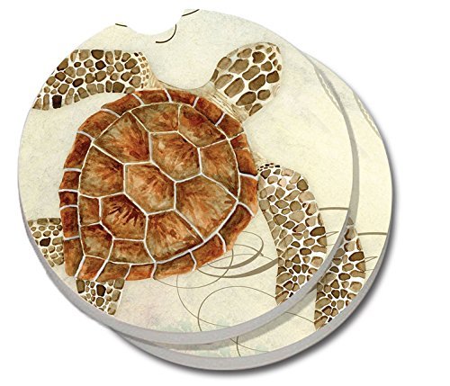 CounterArt Absorbent Stoneware Car Coaster, Sea Turtle, Set of 2