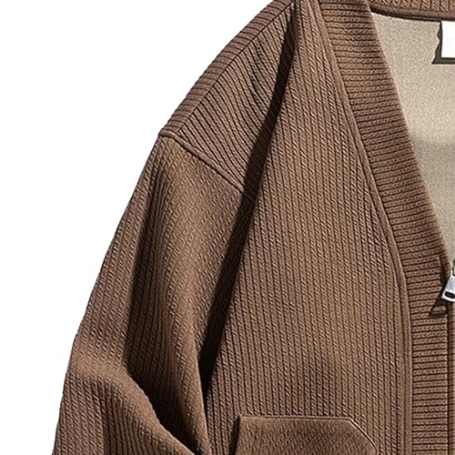 JEKE-DG Men's V Neck Casual Cardigan Sweater Zip Up Knitted Fashion Solid Sweater Long Sleeve Comfort Spring Fall Sweaters4