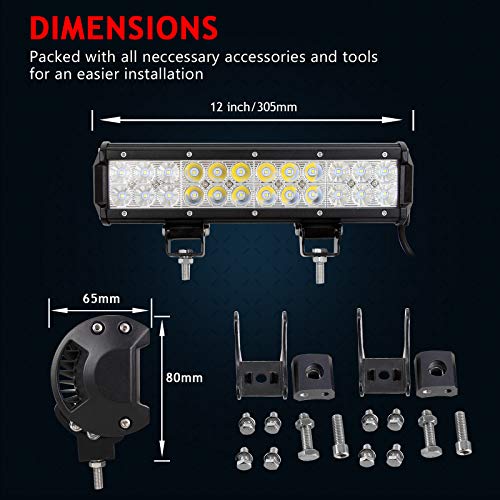 AUXTINGS 12 inch 72W Led Work Light Bar Spot Flood Combo Off road Lamp Lights Lighting for Jeep off road Van Camper Wagon ATV AWD SUV 4WD 4x4 Pickup Van with Mounting Bracket - Image 4