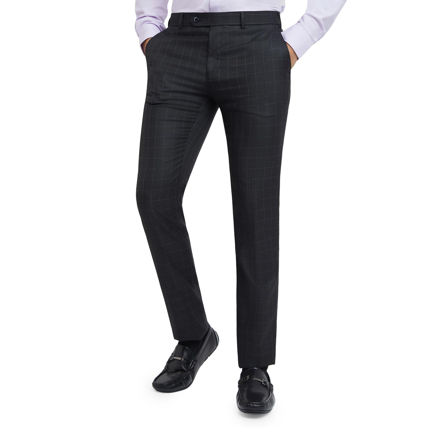 raymond Men's Solid Pattern Slim Fit Polyester Blend Flat Front Formal Trouser-picture-20