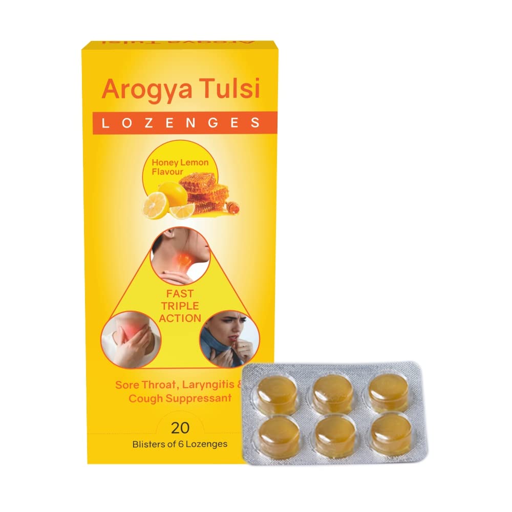 Arogya Tulsi Lozenges (Honey Lemon Flavour) 6 Tab (Pack of 10) | Quick Relief from Itchy Throat - 6 Tab (Pack of 10) (B0BF9F1WQ1) Amazon Price History, Amazon Price Tracker