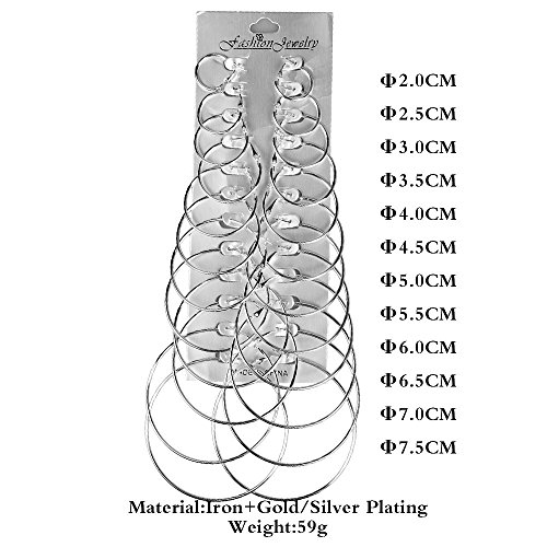 12 Pairs Hoop Earrings Set Big Circle Earring Fashion Jewelry for Women,Dia 2-7.5cm3