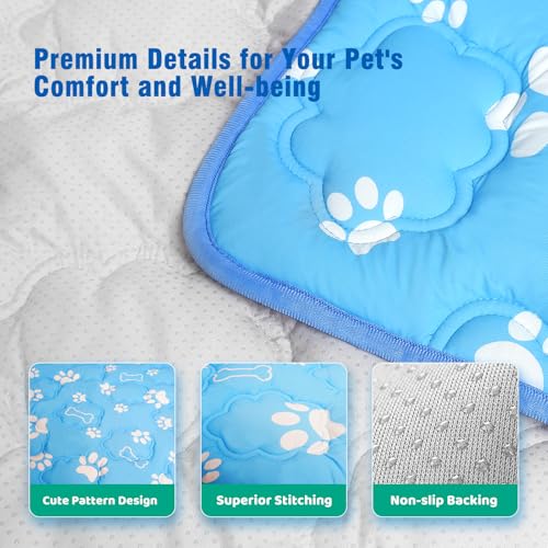 Dog Cooling Mat, Large Cooling Dog Bed Mat for Indoor & Outdoor, Q-Max>0.5, Machine Washable Non-Toxic Portable Pet Cooling Pad for Kennel, Crate, Car - L(36" x 27") - Blue by Prisay - Used condition - Image 7