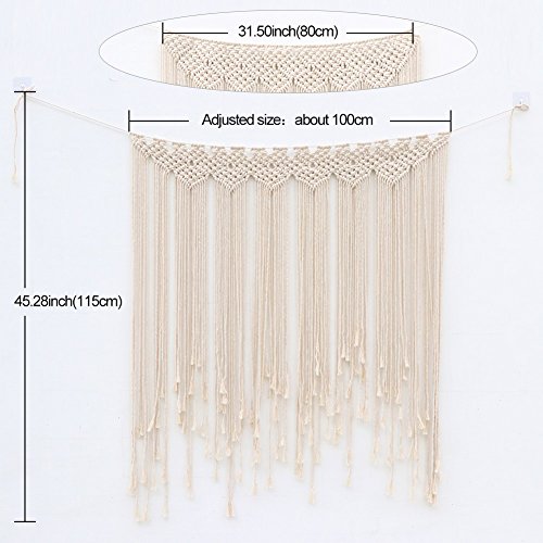 Aerwo Macrame Wall Hanging 39"X 45"(100 X 115Cm) Cotton Handmade Woven Wall Tapestry Large Boho Wedding Backdrop Wall Decoration For Living Room #TOP1