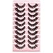 FARRED False Lashes Wispy Natural Strip Eyelashes 14mm Cat Eye Mink Lash Strips Full Volume Fake Cateye Eyelash Pack Natural Look 10 Pairs Short Thick Fluffy Pestañas Postizas for Women