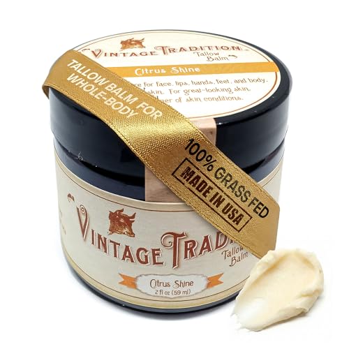 Vintage Tradition Beef Tallow All Purpose Balm – Healing, Hydrating Citrus Oil Skin Care Salve...