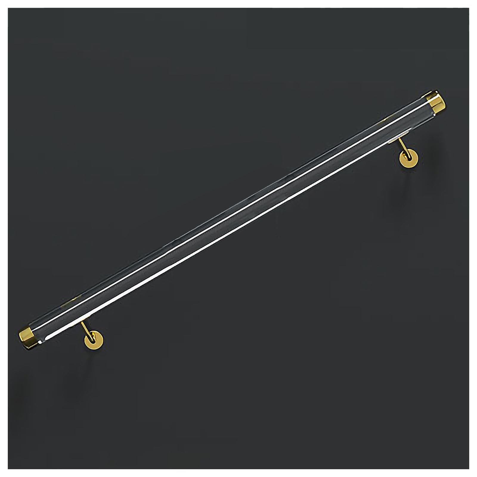 DFGHNBVC Transparent Acrylic Round Il For Indoor Stairs 1.6Ft To 20Ft Adjustable Wall-Mounted Railing Non-Slip Support Rod With Bracket Perfect For Safety And Style,Gold Bracket-550Cm/18Ft