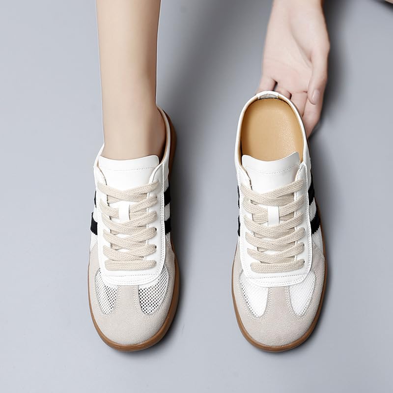 Women's Fashionable Contrast Mesh Design Lace Up Walking Shoes, Womens Summer Slip on Shoes,Comfortable Backless Casual Sports Shoes with Round Toe for Everyday Wear4