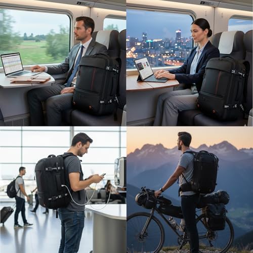Image of HORNBULL Tuscany Travel Backpack for Men 40L & Upto 17.3-inch Laptop Backpack Shockproof with USB & Type-C Port TSA Lock, Multi-Layer 1680D Polyester, Expandable Backpack for Weekend Office & Travel