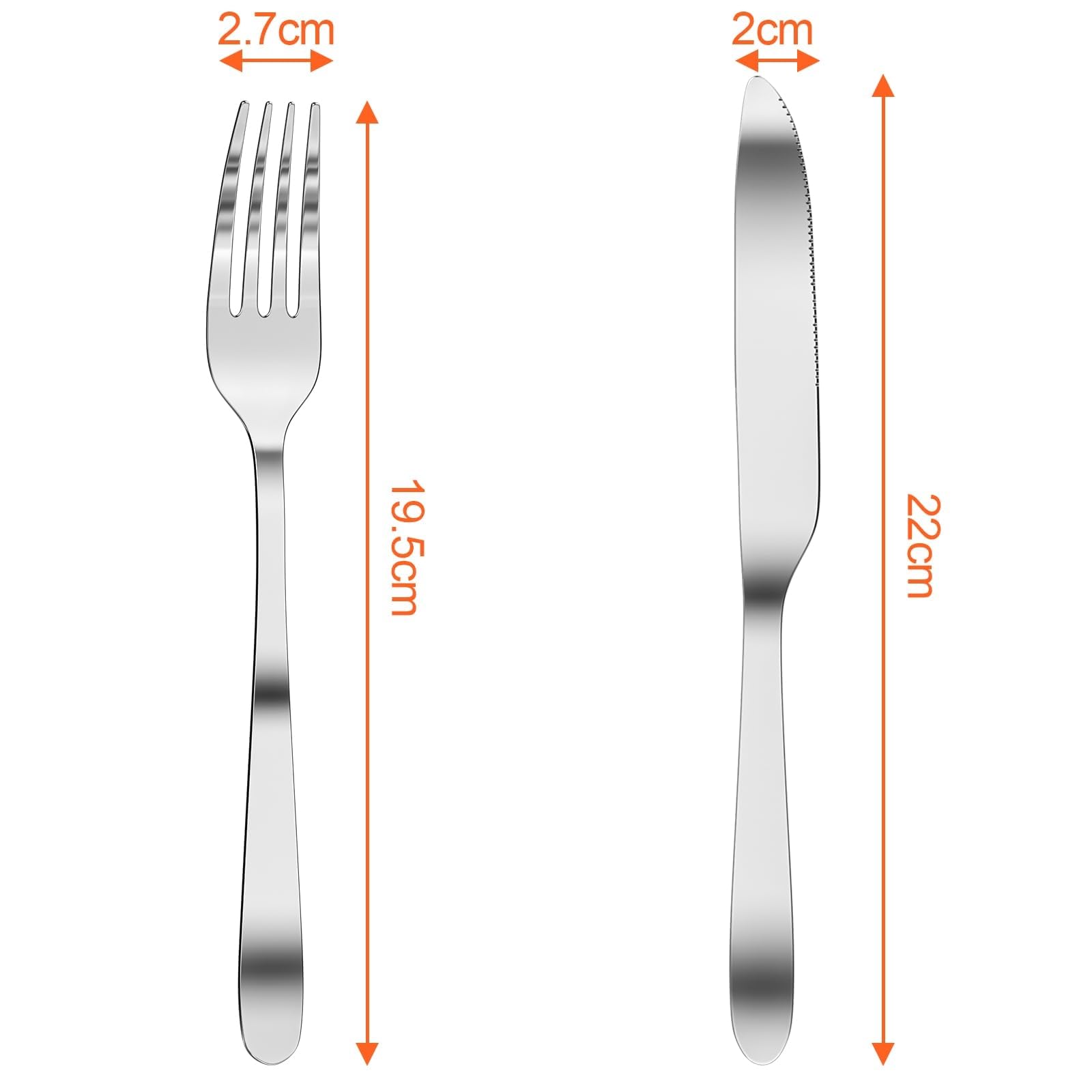 WinGluge Steakbesteck Set, 24-teilig Tafelmesser und Tafelgabeln für 12 Personen, Steak Cutlery Set, Edelstahl Messer und Gabeln Besteck Set, Pizzabesteck Spülmaschinenfest, für Haus Restaurant Hotel
