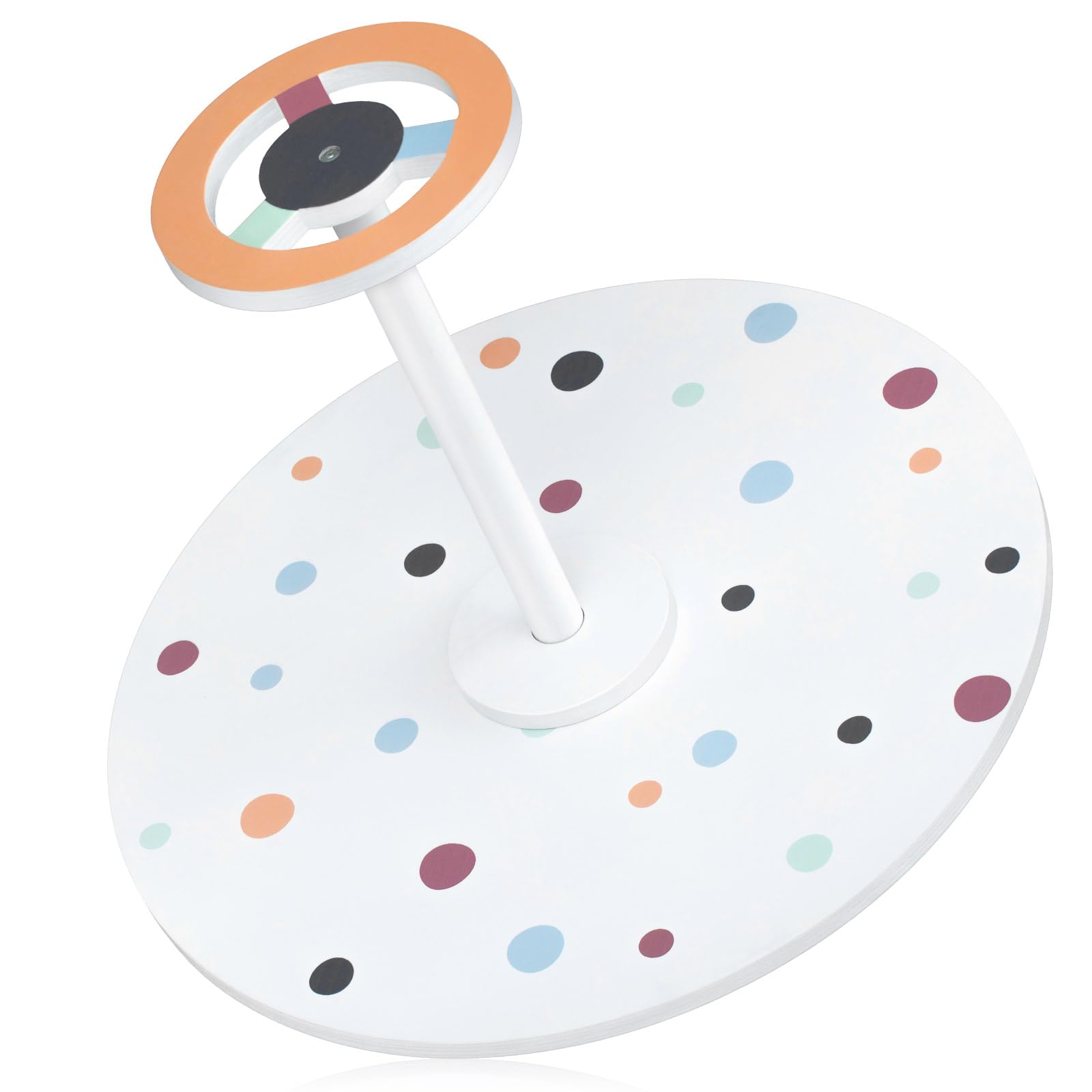 Big Size 21.65 Inch Sit and Spin Toys for Toddlers Wooden Spinner Toy Seat Sit N Spin Toy for Kids & All Ages Gift Boys Girls Spinner Chair Boho Polka Dot Spinner Activity Toy