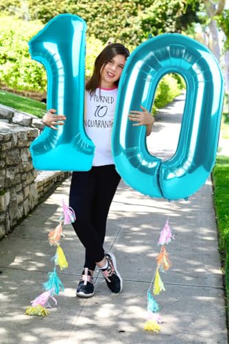 Image of Balloon Numbers 40 Inch Big 0 Light Blue Balloon Numbers for Birthday Decoration, Baloon for 10 20 30 40 100 2025 Graduation Decor Wedding Anniversaries Party