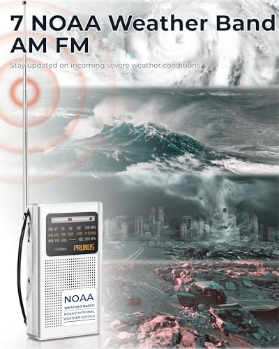 NOAA Weather Radio AM FM, AA Battery Radio for Power Outages PRUNUS J161 - Image 2