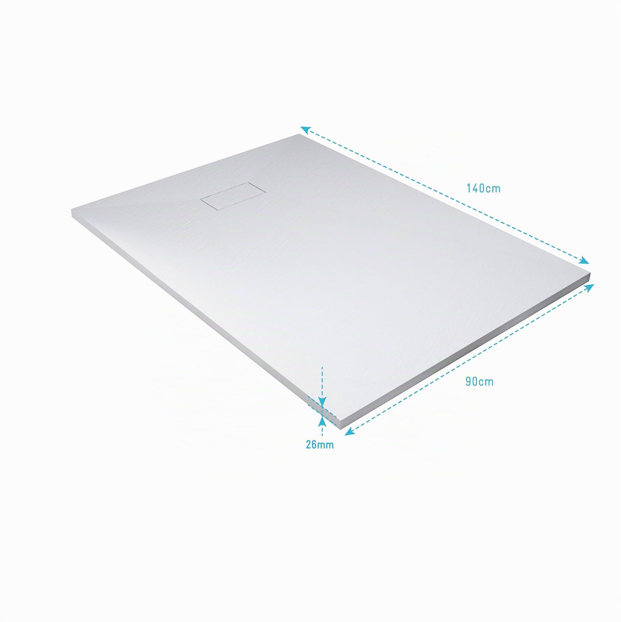 Receveur a poser en materiaux composite SMC - Finition ardoise blanc mat - 90x140 cm