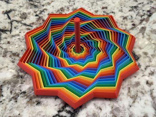 Image of Expanded Sensory Fidget Star with Handle - Visually Captivating and Satisfyingly Noisy! (True Rainbow, Large)