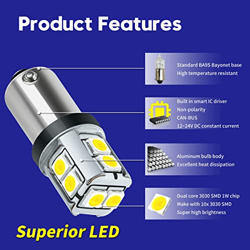 Led CANBUS Blanco BA9S 12V 24V Sin error 4 unidades miniatura 4