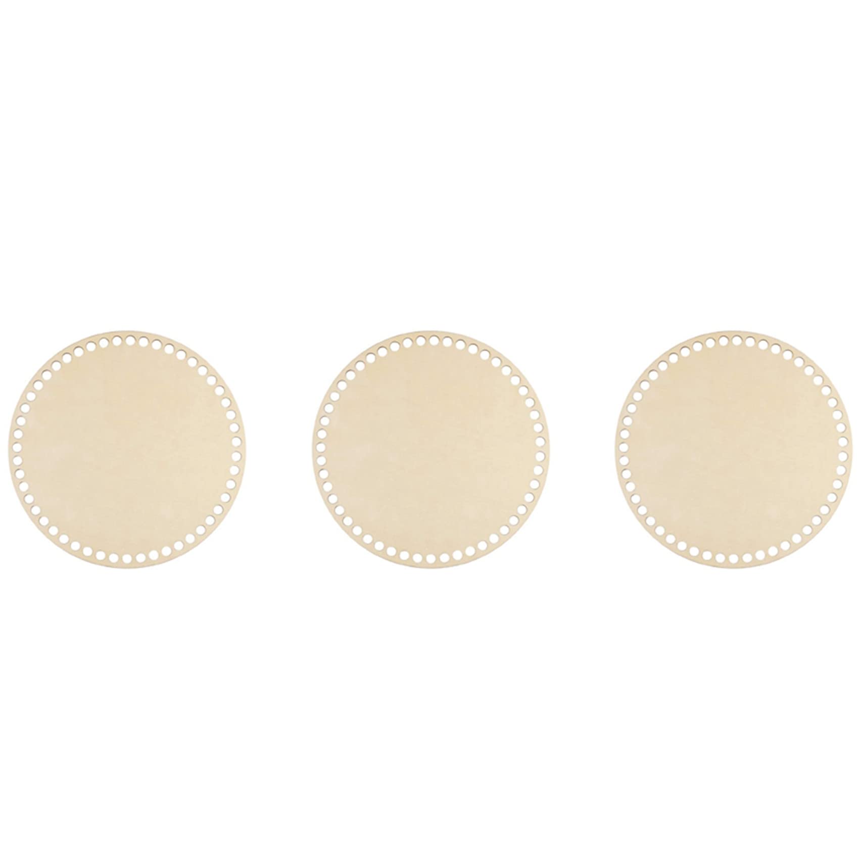 Hndhbfgrt 3pc 20cm Natural Wooden Basket Bottom with Hole, Circle Blank Wood Base for DIY Knitting Crochet Bag Bottom Shaper Craft