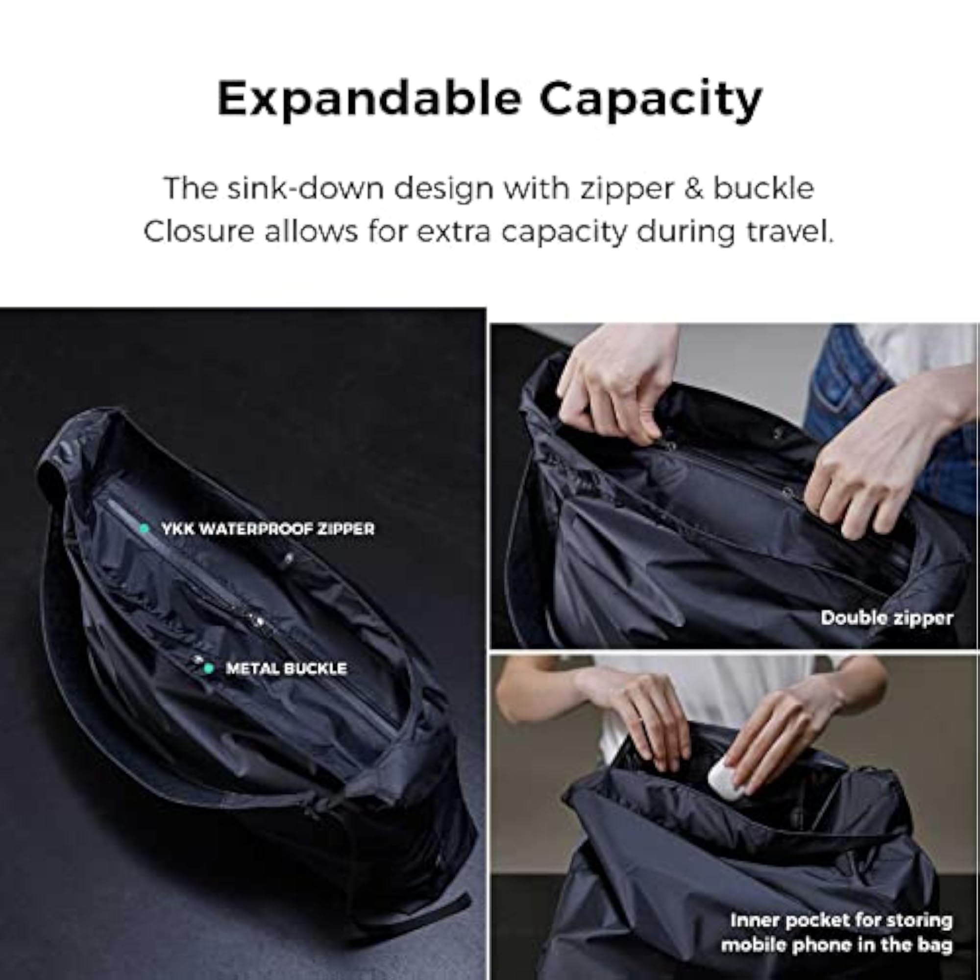 Ultralight Foldable Tote with Zipper for Traveling