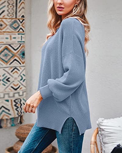 Image of Imily Bela Womens Oversized Tunic Sweaters Fall Slouchy Long Sleeve Ribbed Knit Side Slit Pullover Jumper