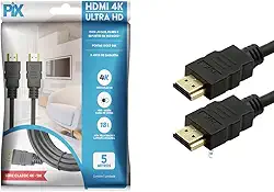 PIX Cabo Hdmi 2.0 4K Hdr 19P 5M Gold, 5 metros, Preto