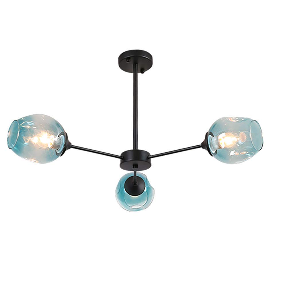 Candelabro de techo en hierro de diseño Mid-Century con tres puntos de luz