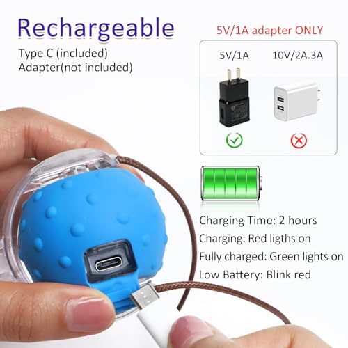 Image of Giociv Interactive Cat Toys Ball for Indoor Cats Fast Rolling on Carpet, Chirping & Motion Activate Cat Toys (Blue Centipede)