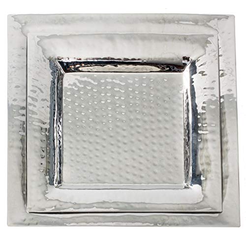 image for Silver Serving Tray - 2 Pack - Large Tray 12 Inch x 12 Inch, Medium Tr