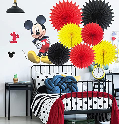 Mickey Mouse Birthday Party Decorations Black History Month Party Decorations Minnie Mouse Birthday 7Pcs Yellow Red Black Tissue Paper Fans For Mickey Mouse 1St Birthday Decorations/Spain Decorations #TOP3
