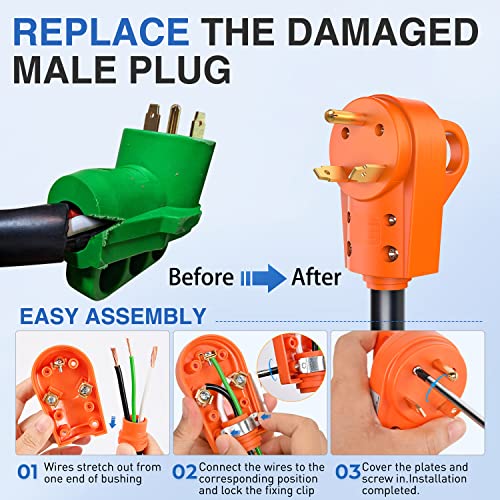 Image of Nilight 30 Amp RV Replacement Plug ETL Listed NEMA TT-30P | 125 Volt Heavy Duty Male with Handle for Camper Caravan Motorhome Van Trailer
