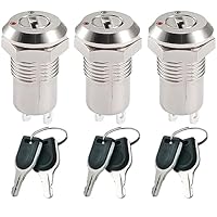 GUUZI 3er-Pack 12-mm-Metall-Schlüsselschloss-Rastschalter, Ein-/Aus-Schlüsselschalterschloss 0-250 V Dauer-Schlüsselschalter