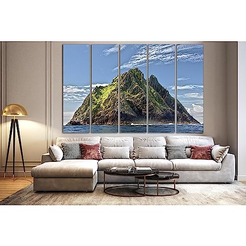 Impression sur toile 5 panneaux ZELLART d'une montagne insulaire, 115x75 cm