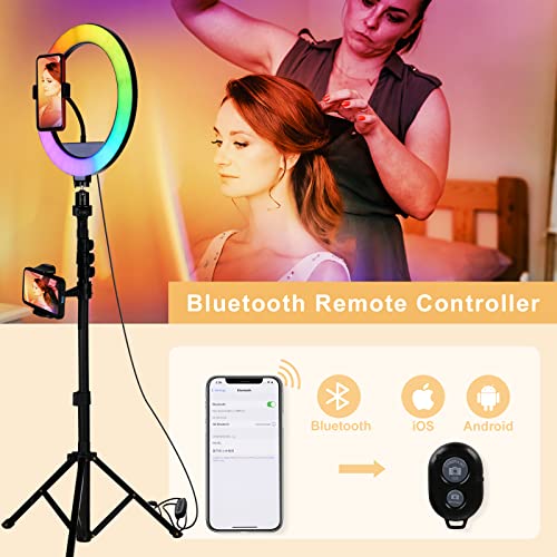Znbruiap 12" Rgb Ring Light With Stand And Phone Holders,Selfie Ring Light With Desktop Tripod,Tiktok Ring Light 34 Rgb Color Modes For Youtube Video Vlog Live Stream Makeup #TOP6