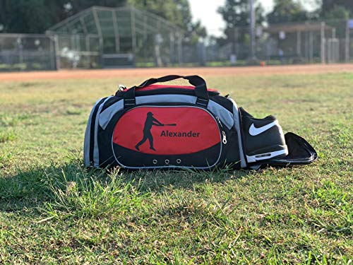 KishKesh Personalized Sports Duffel Bag – Ideal for Martial Arts, Gym, Travel, Training, & Workout – Durable, Costumizable Name & Text – Red, 22" x 11" x 10"4