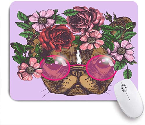 Preisvergleich Produktbild Benutzerdefiniertes Büro Mauspad,Französische Bulldogge Kranz Blumen Rosen Runde Tiere Wildlife Beauty Breed Fun Circle Kreative Zeichnung,Anti-slip Rubber Base Gaming Mouse Pad Mat