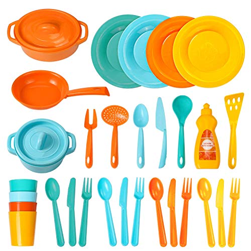Muscccm Play Dishes Toys Kitchen Toys Set for Kids, 30 Pcs Pretend Play