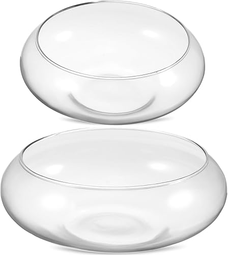2 cuencos de vidrio para peces de terrario redondos, decorativos, para centro de mesa, cuencos de vidrio versátiles para plantas y flores,