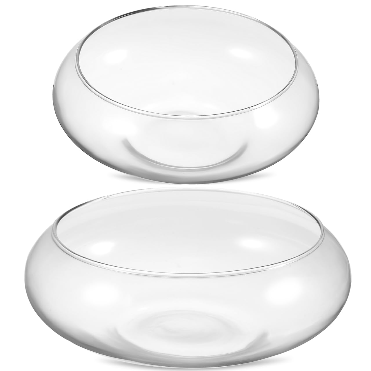 POPETPOP Glass Fish Bowl 6 Inch Round Shallow Vase for Water Lilies and Indoor Plants Hydroponic Planter Terrarium Table Centerpiece