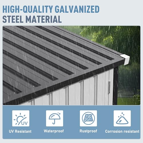 Image of AirWire 14x12 FT Outdoor Metal Storage Shed with Window, Heavy-Duty Galvanized Steel Tool Shed with Lockable Doors, Waterproof Garden Shed for Backyard, Patio, Lawn, Black