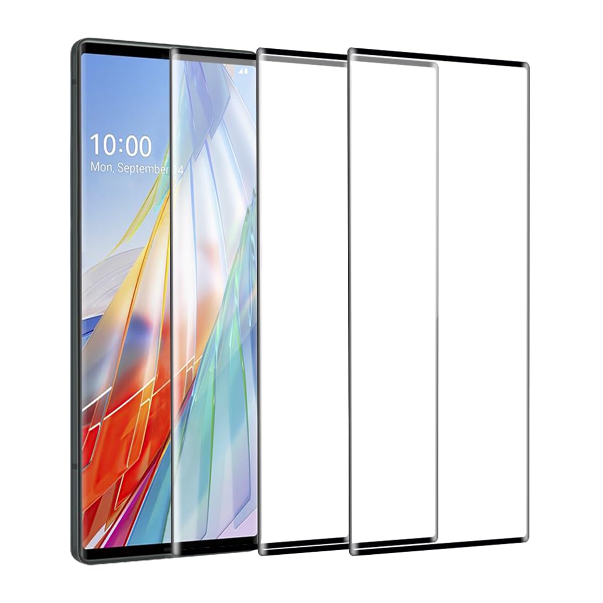3 Pack Screen Protector for L-G Wing 5G,Anti-Scratch 9H Hardness Full Coverage For L-G Wing 5G Black Edges Silk Print Tempered glass Protector Film.