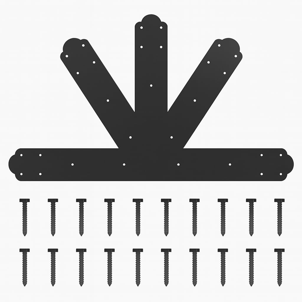 Gable Plate Black Powder-Coated Pergola Truss Roof Plate Connector, 8:12 Pitch Gable Bracket Decorative Gable Plate with Bolts for Wooden Beam Use