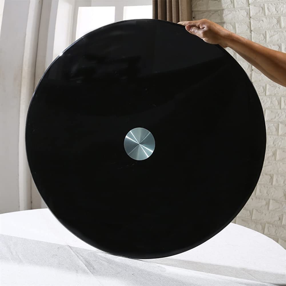 Plateau tournant en verre trempé noir grand format pour l'aménagement de table à manger conviviale