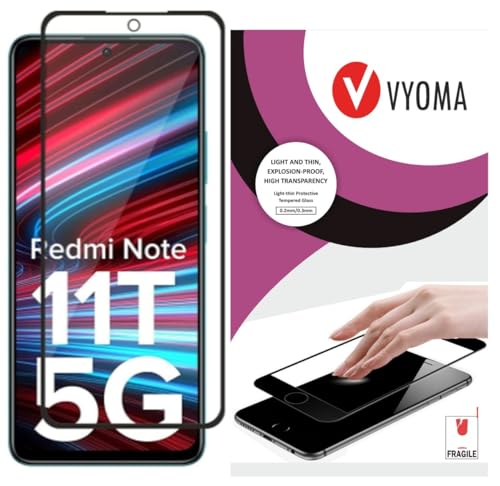 Image of VYOMA Military-Grade Gorilla Tempered Glass for Mi 11T / Poco M4 Pro / Poco F3 / Poco F4 / Poco M7 Pro / Poco X7 (Black) | Edge to Edge Full Screen Coverage | Scratch Resistant | With Easy Installation Kit | Screen Protector for Smartphone | Bubble-Free | Ultra Clear HD Glass | Oleophobic Coating | High Clarity | 9H Hardness | Scratch Resistant | ShatterProof | ScreenGuard | Pack of 1